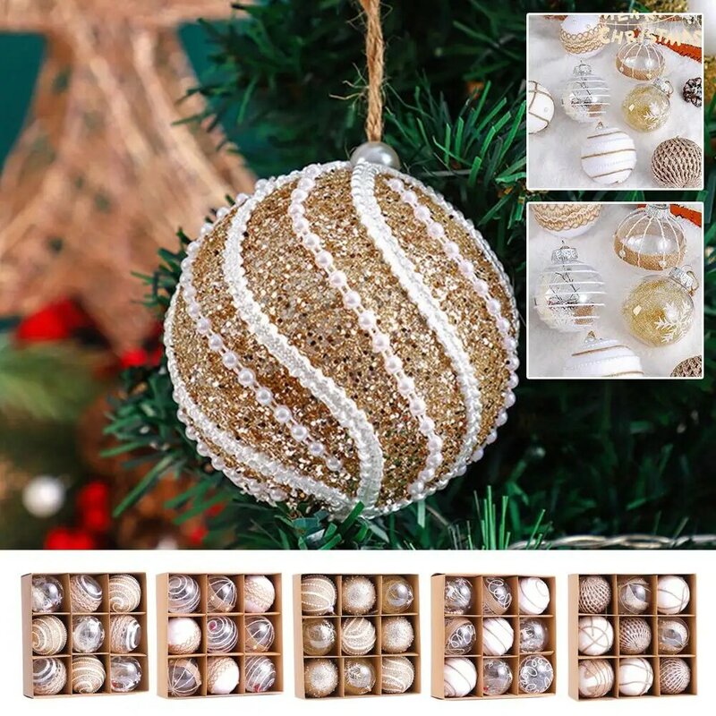 الشمبانيا الكرة الملونة لشجرة عيد الميلاد ، الكرة هدية صندوق ، الحلي الزخرفية ، تخطيط المشهد ، صور الدعائم ، نافذة المعرض ، 8 سنتيمتر