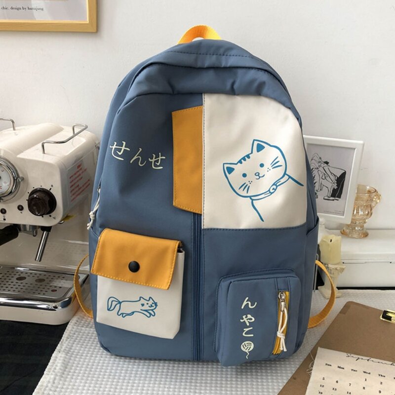 حقيبة المدرسة النسائية المرقعة الإناث سعة كبيرة حقيبة النمط الياباني