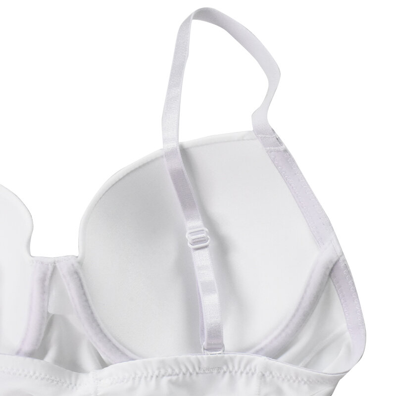 بدلة جسم بيضاء المشكل المرأة نحيل Bodycon رقيقة بلا أكمام ارتداءها مع Underwire الصدرية مثير (تصميم أصغر)