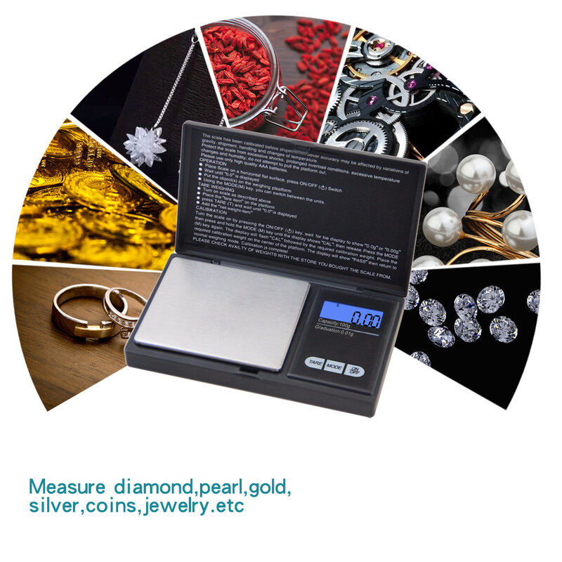100 جرام 200 جرام 500 جرام x 0.01 جرام الرقمية مطبخ مقياس مجوهرات الذهب التوازن الوزن جرام LCD جيب ميزان إلكتروني الترجيح