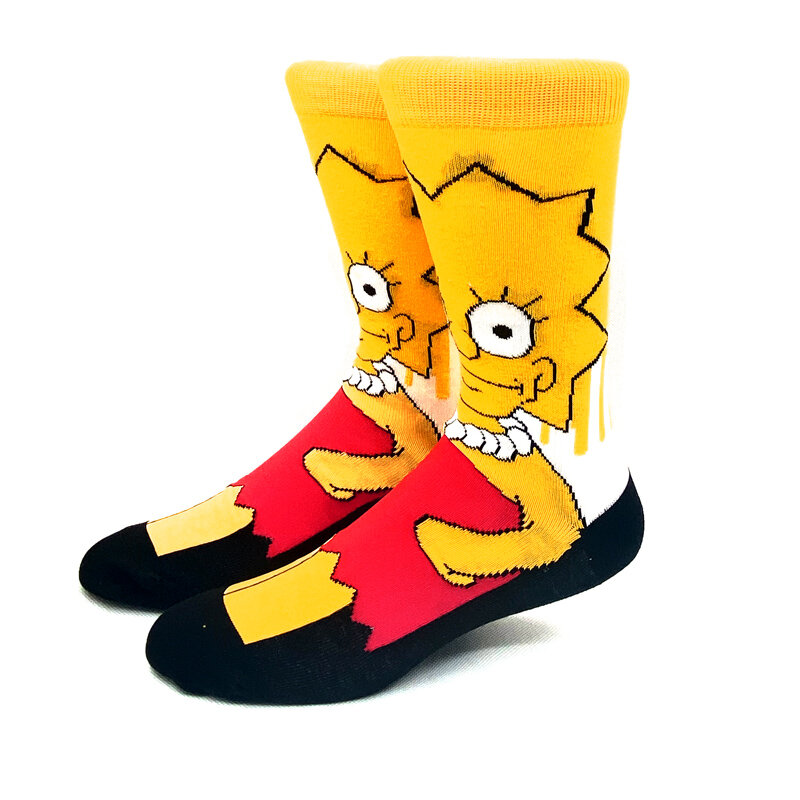 الجديد في 1 زوج من جوارب الرجال والنساء من Simpsons Harajuku جوارب تزلج ذات شخصية كرتونية جوارب قطنية للجنسين ذات أنبوب متوسط