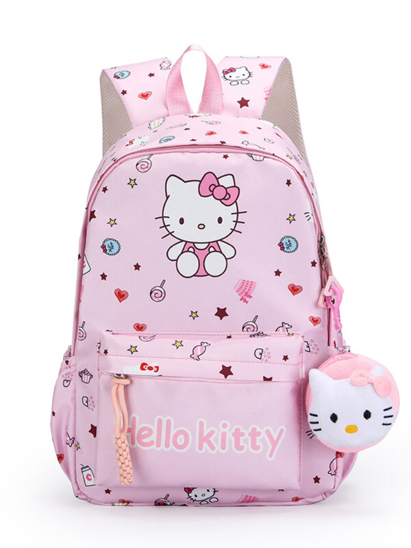 حقيبة ظهر مدرسية للنساء من Hello Kitty ، حقيبة مدرسية برسوم كرتونية لطيفة ، حقيبة ظهر ذات سعة كبيرة ، خفيفة الوزن ، طالب مدرسة متوسطة