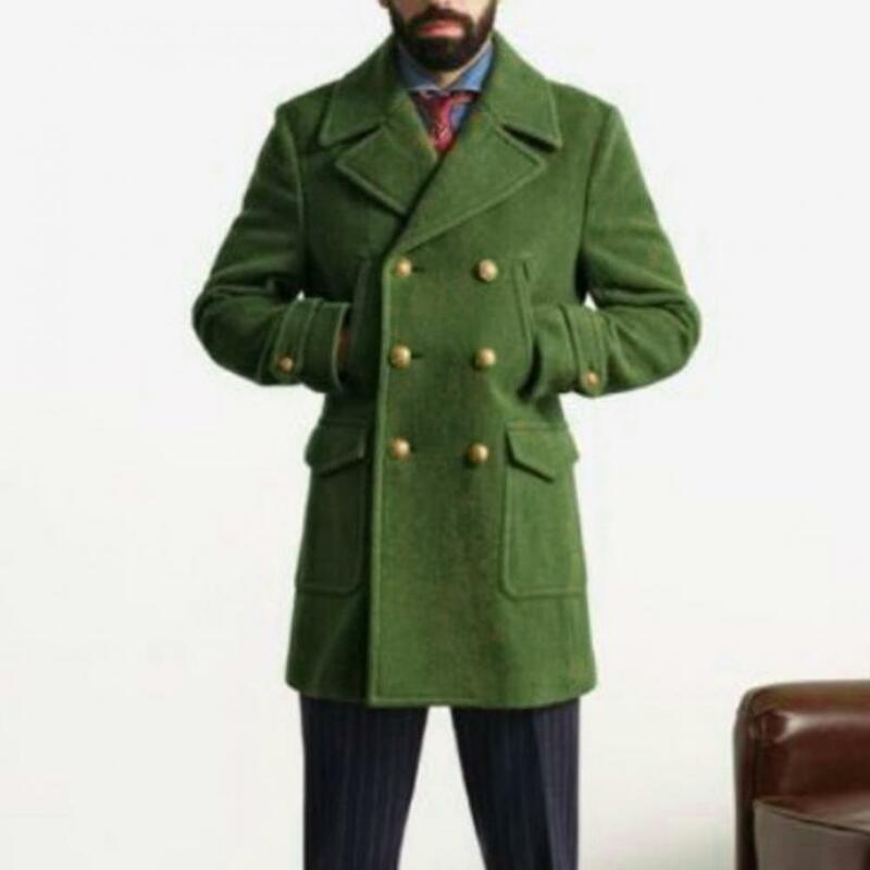 الرجال مزدوجة الصدر النمط البريطاني خندق معطف ، معطف رسمي ، سترة سميكة ، طويلة الأكمام ، الشتاء ، الخريف