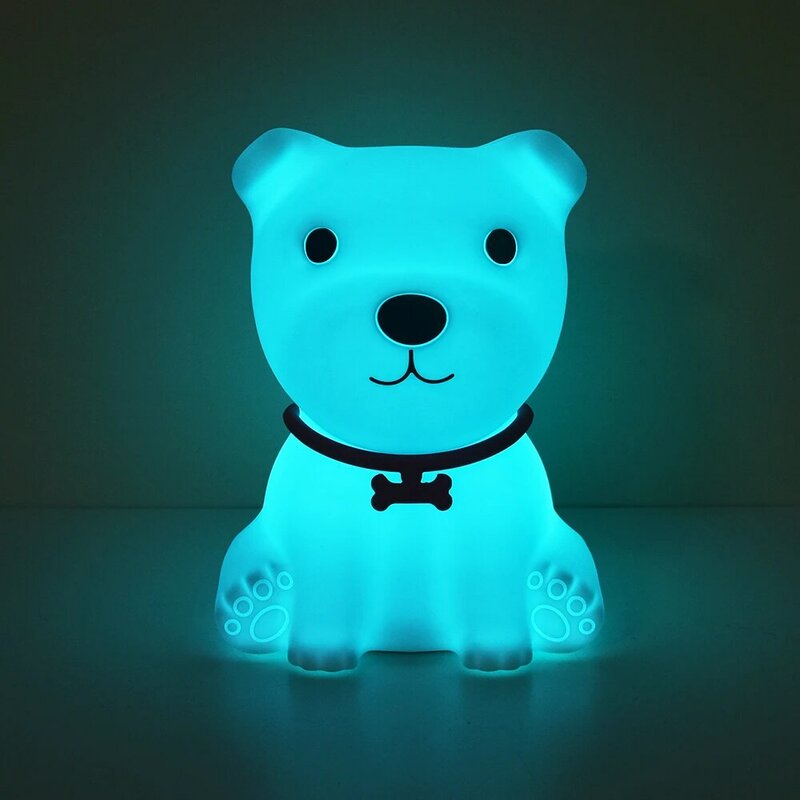 الإبداعية الملونة الكلب LED ليلة ضوء اللمس الاستشعار سيليكون USB قابلة للشحن مصباح غرفة نوم للأطفال طفل هدية عيد