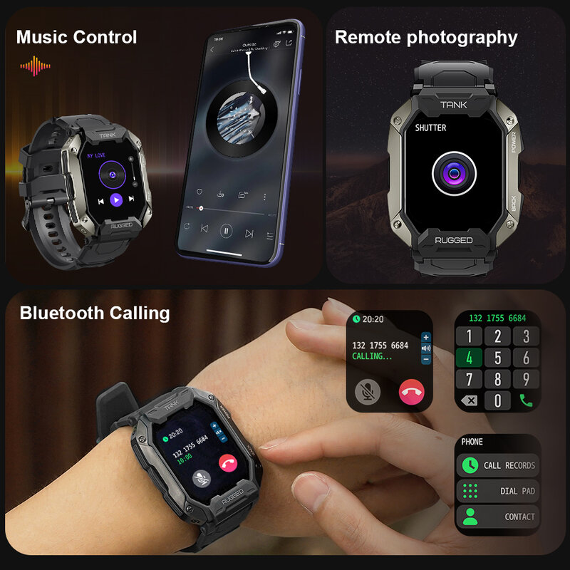 Smartwatch 2024 KOSPET TANK M1 PRO Smart Watch Bluetooth Call برو ساعة ذكية الرجال وعرة في الهواء الطلق جهاز مراقبة اللياقة الرياضية الساعات جعل دعوة بلوتوث Smartwatch 5ATM مقاوم للماء