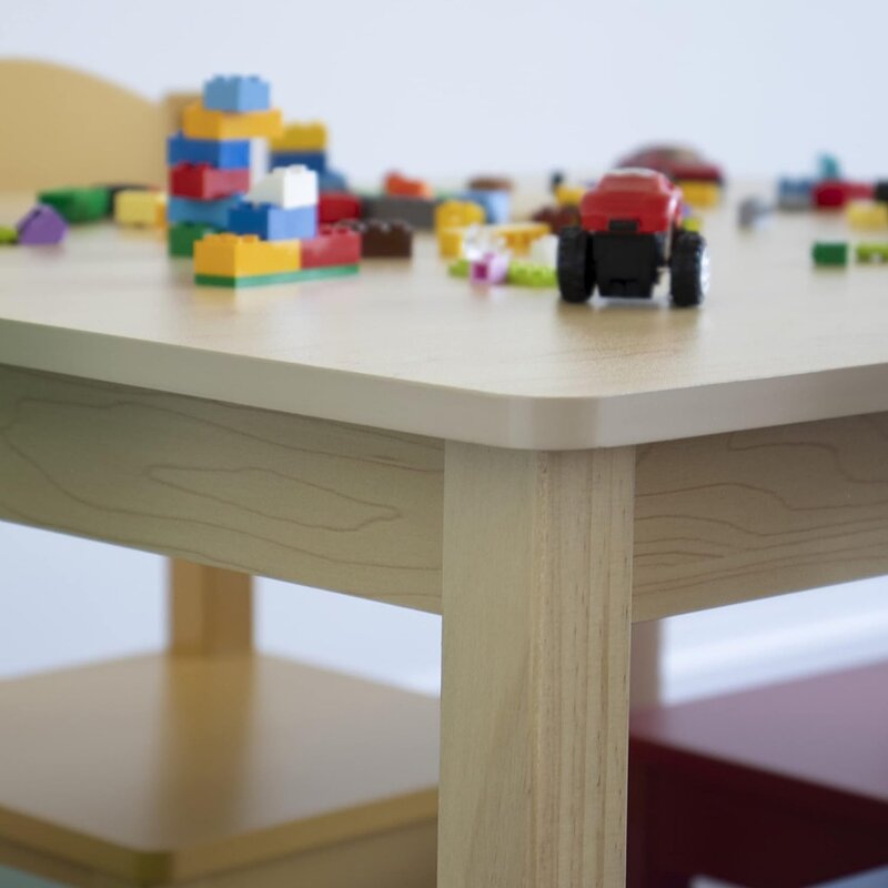 طاولة خشبية للأطفال و 4 كراسي مجموعة ، طبيعية ، مجموعة أولية