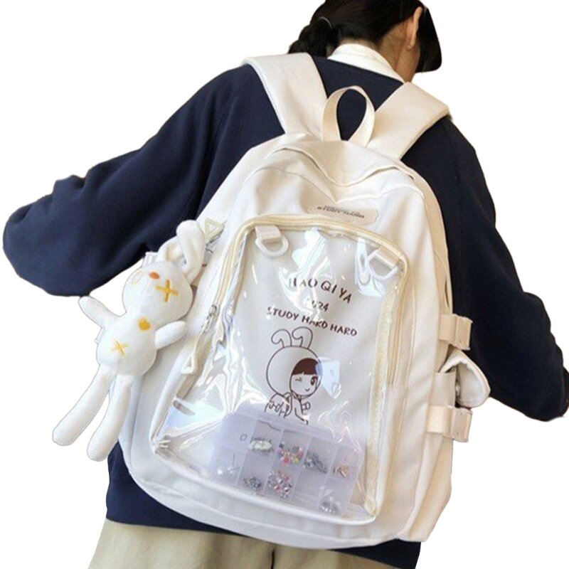 حقيبة مدرسية JK عصرية جديدة لعام 2024 مع حقيبة ظهر كبيرة من النايلون قابلة للإزالة