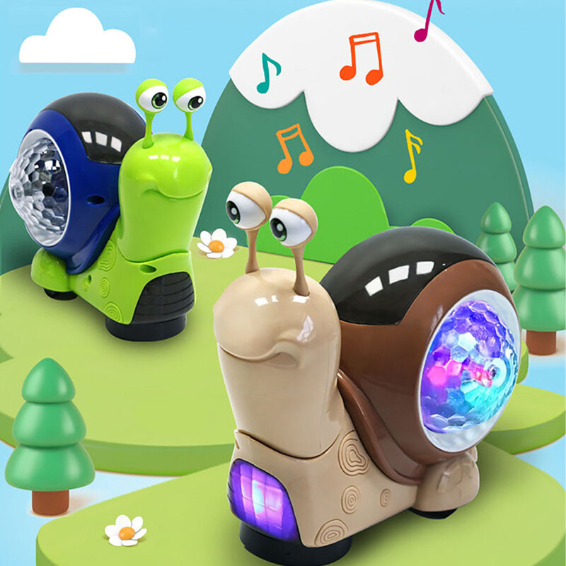 لعبة الحلزون الكهربائية الزحف مع أضواء الموسيقى ، والمشي التفاعلية ، ولعب وقت البطن للطفل طفل صغير