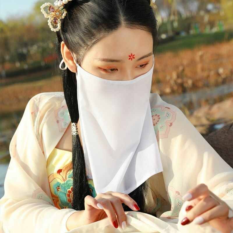 النمط الصيني الحجاب الوجه غطاء الوجه القديم آذان معلقة تنفس مكافحة الأشعة فوق البنفسجية الحجاب للنساء اكسسوارات Hanfu الصينية