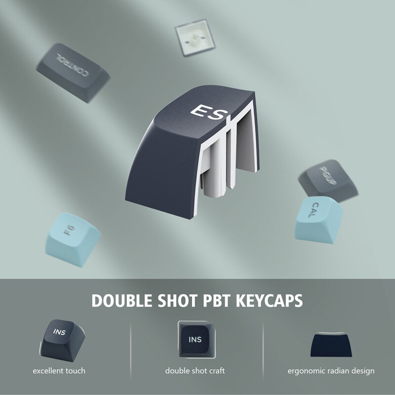 أغطية مفاتيح PBT مزدوجة اللقطة للوحة مفاتيح الألعاب الميكانيكية ، أغطية مفاتيح ISA الشخصية ، باللون الأسود والرمادي ، مفاتيح MX ، امرأة GK61 Anne Pro 2 ، مفاتيح