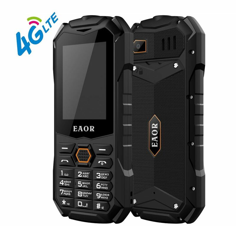 EAOR 4G/2G الهاتف وعرة ضئيلة IP68 مقاوم للماء في الهواء الطلق لوحة المفاتيح الهواتف بطارية كبيرة المزدوج سيم ميزة الهاتف مع وهج الشعلة