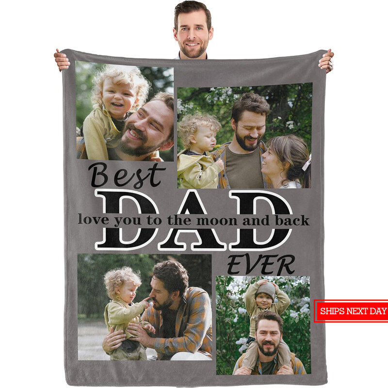 بطانية مخصصة مع صور كأفضل هدية عيد ميلاد على الإطلاق للأب ، عيد الأب ، عيد الميلاد ، الأب ، DMom ، ddddad