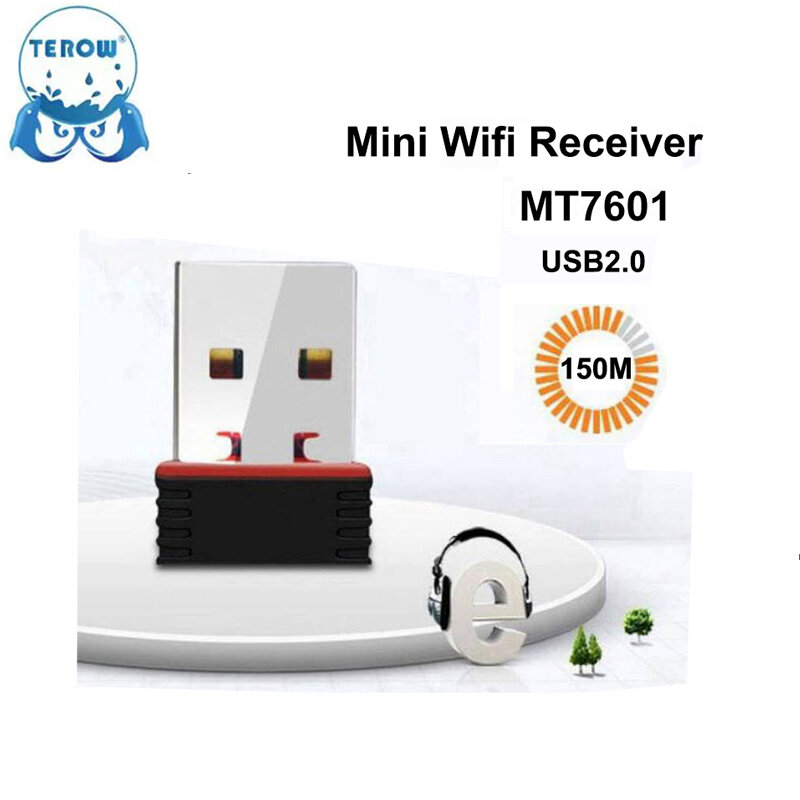 بطاقة شبكة TEROW 150Mbps MT7601 صغيرة لاسلكية 2.4G واي فاي محول WLAN USB2.0 2dBi للكمبيوتر اللوحي/الكمبيوتر/صندوق التلفزيون/الدوائر التلفزيونية المغلقة/سطح المكتب