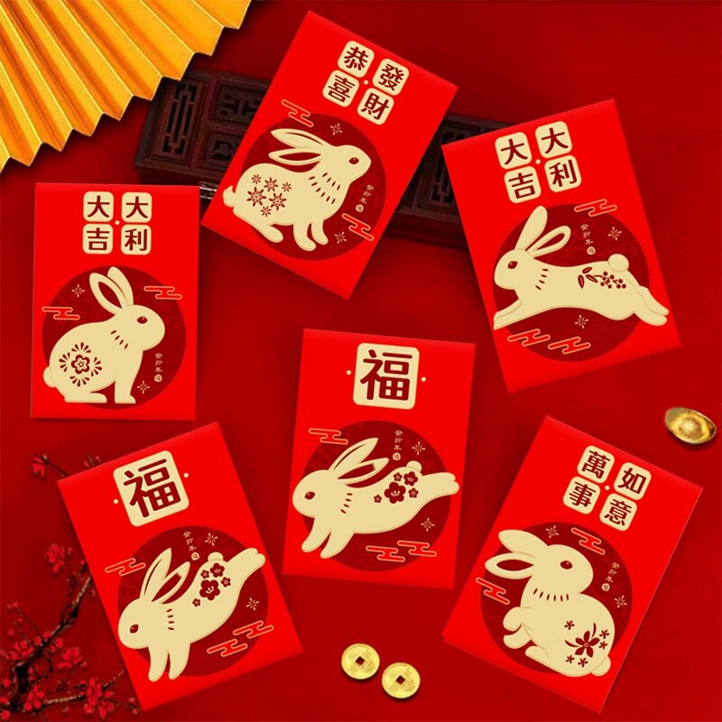 2023 New Rabbit Year Red Envelope Cartoon Lucky Money Red Envelope For New Year GIfts Festive Creative Gift Red Envelopes