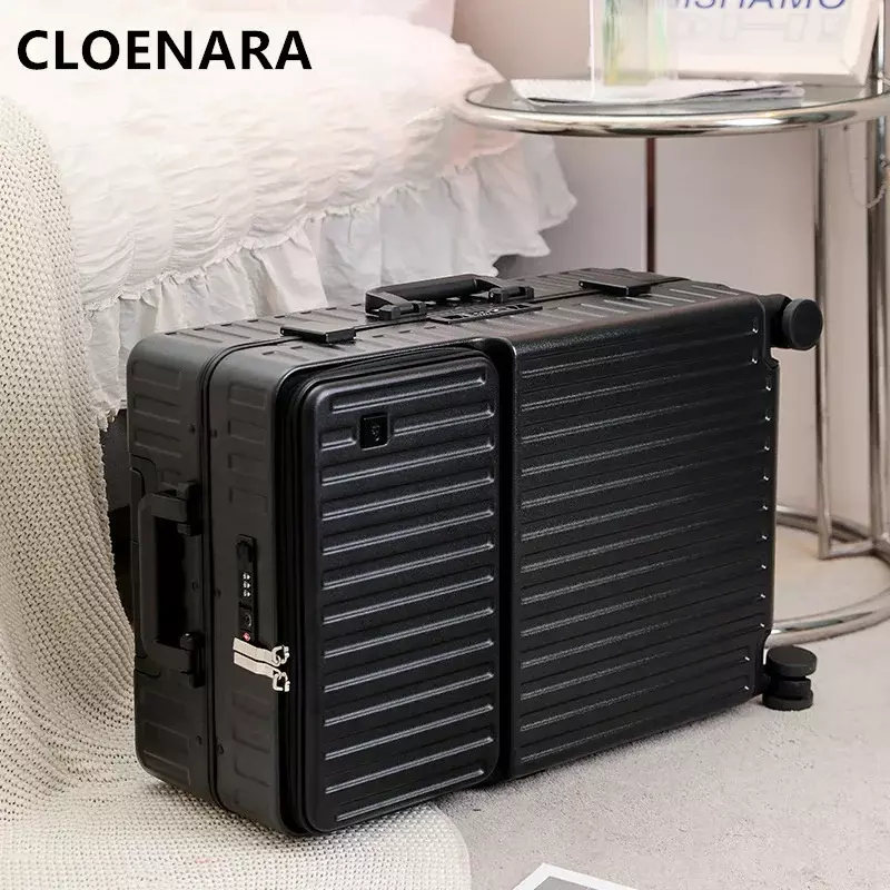 COLENARA-صندوق الصعود بإطار من الألومنيوم للرجال ، حقيبة شحن USB ، حافظة ترولي متعددة الوظائف ، فتحة أمامية ، حقيبة كمبيوتر شخصي ، 20 "24"