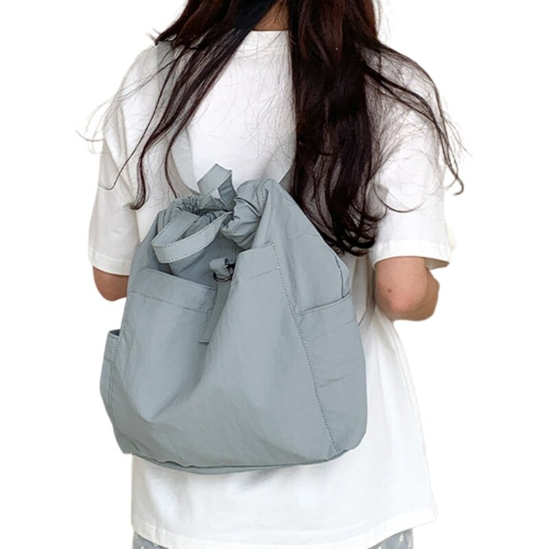 حقيبة ظهر مدرسية ذات سعة كبيرة للنساء، حقيبة كتف بلون سادة للاستخدام اليومي