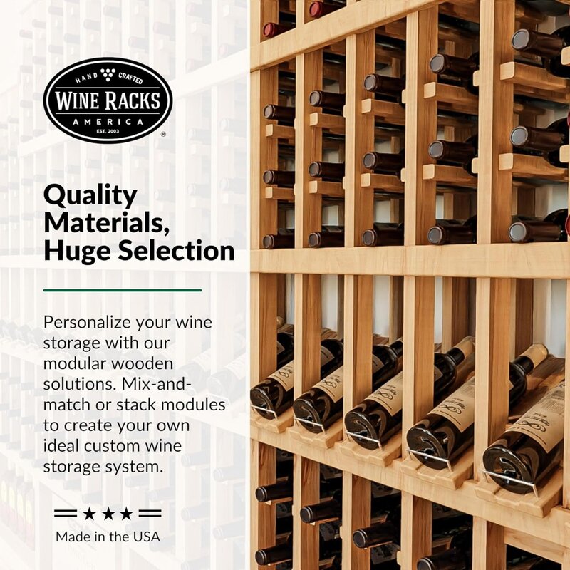 رف نبيذ خشبي مع سطح عرض ، وحدات تجميع سهلة ، مصنوعة يدويًا في الولايات المتحدة الأمريكية ، صنوبر غير ملون ، ممتاز ، 72 زجاجة