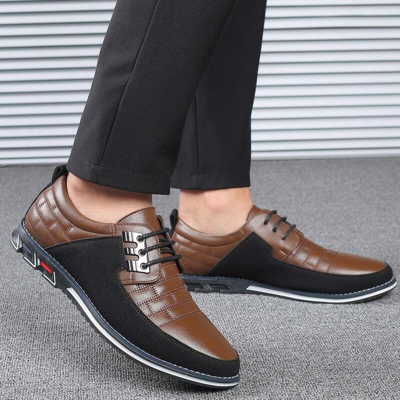 الرجال حذاء كاجوال ماركة الموضة الكلاسيكية الرجال عادية بولي أحذية أحذية من الجلد الأسود Hot البيع تنفس الأعمال الدانتيل متابعة حذاء رجالي حجم كبير