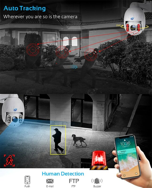 New 20X Zoom 5MP Wifi PTZ Surveillance Camera Outdoor Full Color Night Human Tracking Wireless Speed Dome Metal Security Camera
