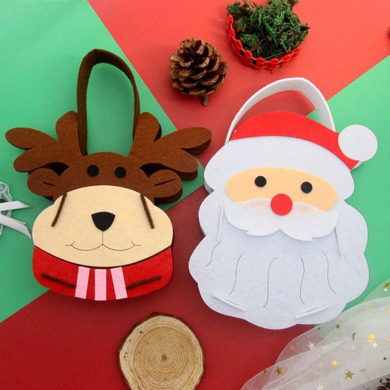 حقيبة حلوى عيد الميلاد من القماش غير المنسوج ، حقيبة يد الأيائل المحمولة ، حقيبة يد عيد الميلاد ، سانتا كلوز ، رجل الثلج ، الأب ، DIY ، ديكور المنزل