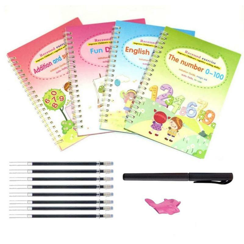 مجموعة ممارسة الكتابة اليدوية مخدد للأطفال ، كتاب التأليف التعليمي المبكر ، 4 ممارسة الكتابة اليدوية