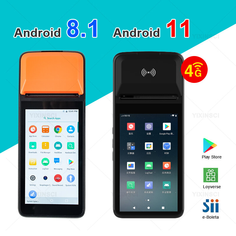 أندرويد 11 محمول باليد ، محطة PDA ، WiFi ، 4G ، NFC مع بلوتوث ، 2 + 16GB المحمول تعمل باللمس ، 58 طابعة ، دعم Google Play ، جديد