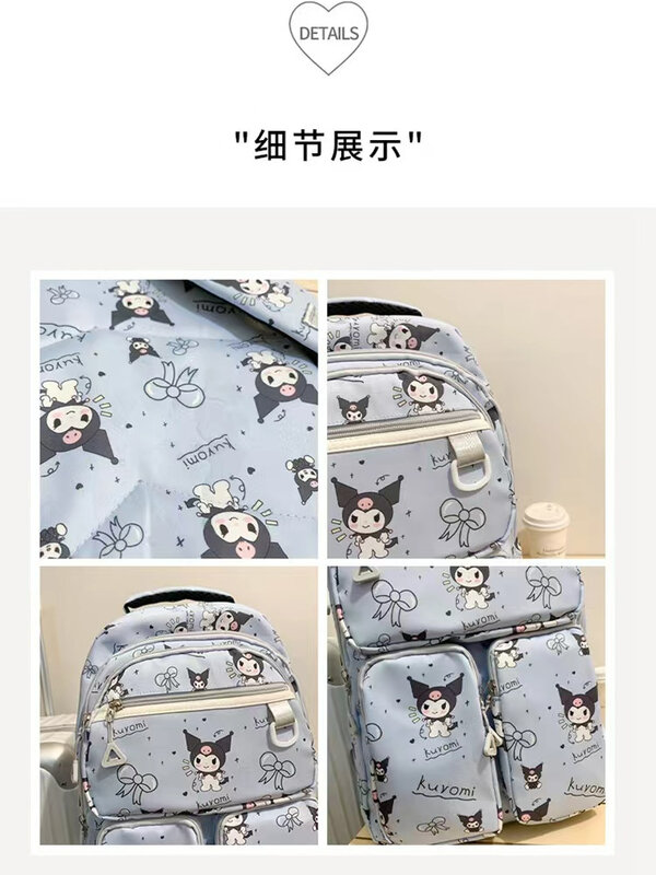حقيبة ظهر Hello Kitty Kuromi للنساء ، حقيبة مدرسة ثانوية ، طالب جامعي ، سعة كبيرة ، موضة لطيفة ، جديدة