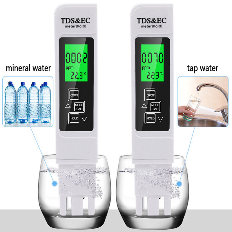 1 مجموعة 3 In1 TDS EC متر جهاز قياس درجة الحرارة القلم متعددة الوظائف الرقمية المياه جهاز اختبار جودة الماء للمياه نقاء درجة الحرارة PPM فاحص
