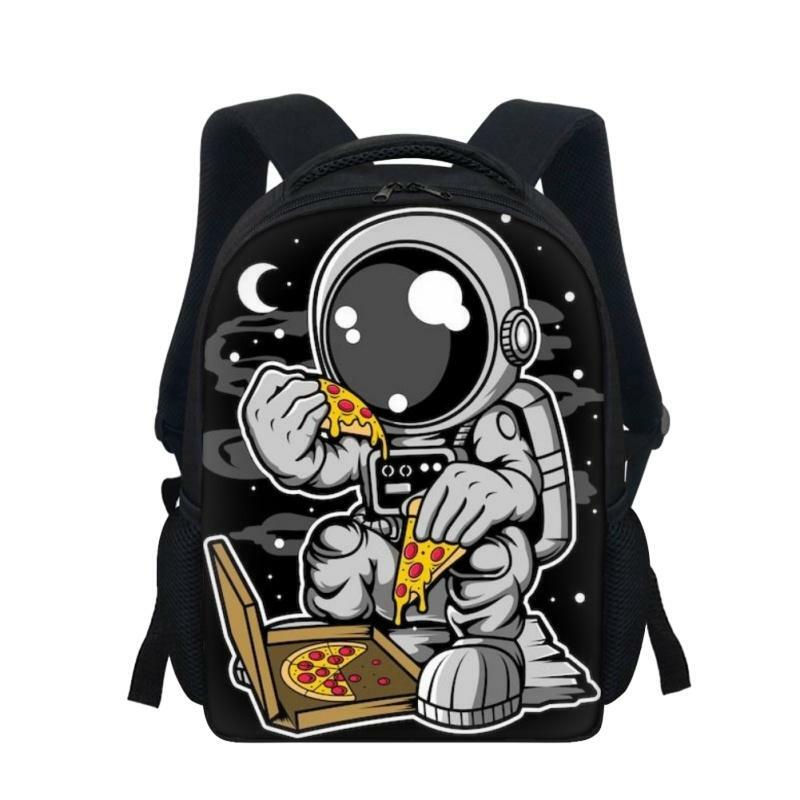 حقيبة ظهر مطبوعة لرائد الفضاء ، حقيبة مدرسية متعددة الوظائف للمدرسة الابتدائية ، جيوب جانبية شبكية