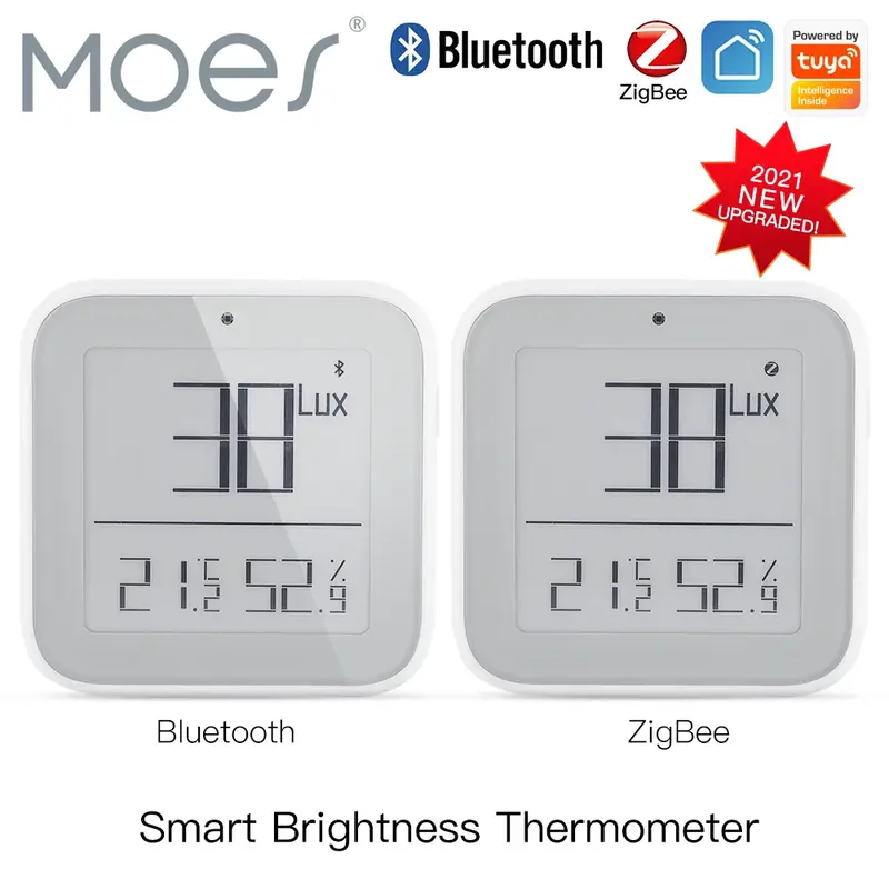 MoesHouse زيجبي بلوتوث الذكية سطوع ميزان الحرارة مصباح لجهاز الاستشعار درجة الحرارة الرطوبة كاشف تويا الذكية App التحكم