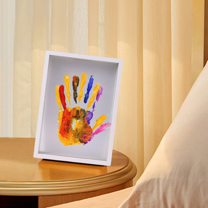مجموعة إطار بصمة اليد العائلية الشفافة ، تذكار يدوي الصنع ، إطار طباعة فني للأجداد والآباء الجدد