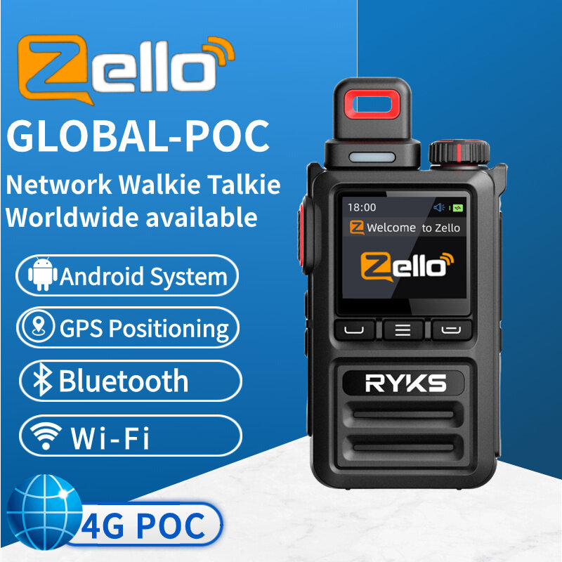 جهاز اتصال لاسلكي محترف PTT Zello ، راديو هاتف خلوي بشبكة WiFi ، مدى طويل ، بطاقة Sim 4G ، نظام تحديد المواقع بالأميال