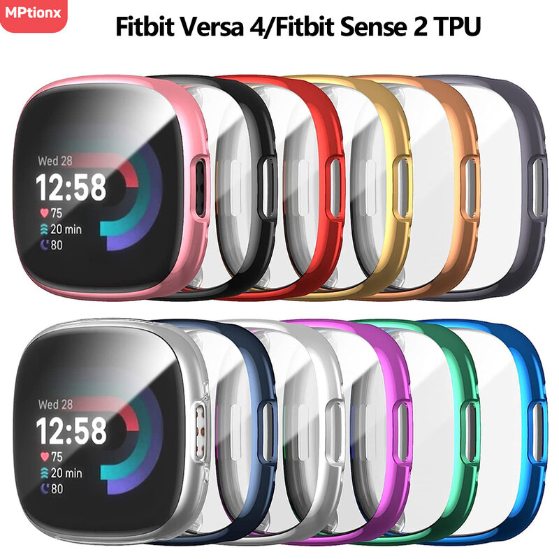 واقي شاشة لهاتف Fitbit Versa 4/Sense 2 ، غطاء حماية مصنوع من مادة البولي يوريثان الناعم بالكامل لهاتف Fitbit Sense 2/Fitbit Versa 4