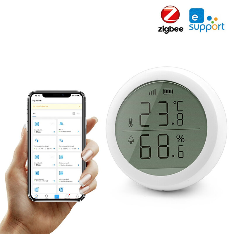 جهاز استشعار درجة الحرارة والرطوبة في المنزل الذكي ، الاستعداد الطويل ، انخفاض استهلاك الطاقة ، التغييرات في الوقت الحقيقي ، ميزان الحرارة الرقمي ، مقياس الرطوبة