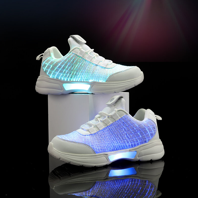 UncleJerry مضيئة أحذية رياضية جديد الألياف البصرية أحذية للنساء الرجال الفتيان الفتيات USB قابلة للشحن أحذية ل هدية الكريسماس
