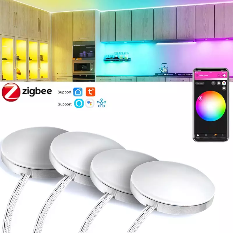 زيجبي 3.0 RGB LED تحت إضاءة الخزانات يعتم طاولة مطبخ طقم الإضاءة والأثاث لزيجبي 3.0 الذكية محور اليكسا