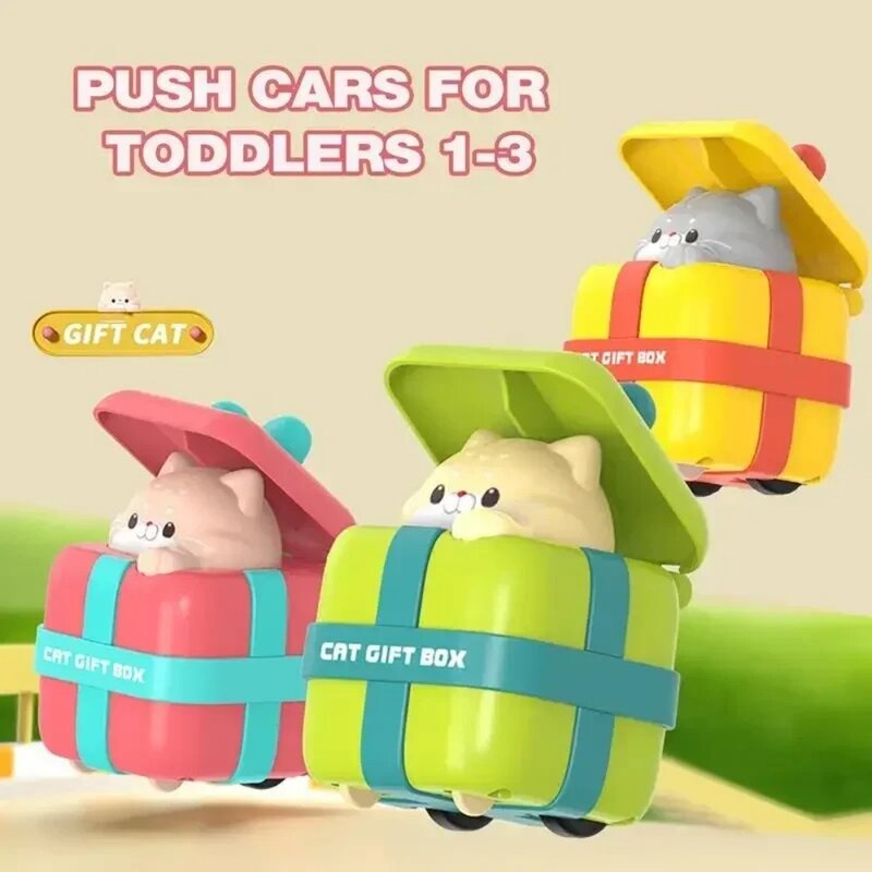 سيارة ضغط الجمود الصغيرة للأطفال ، لعبة تعليمية صغيرة ، قطة ضغط كاواي ، سيارات سحب للفتيات