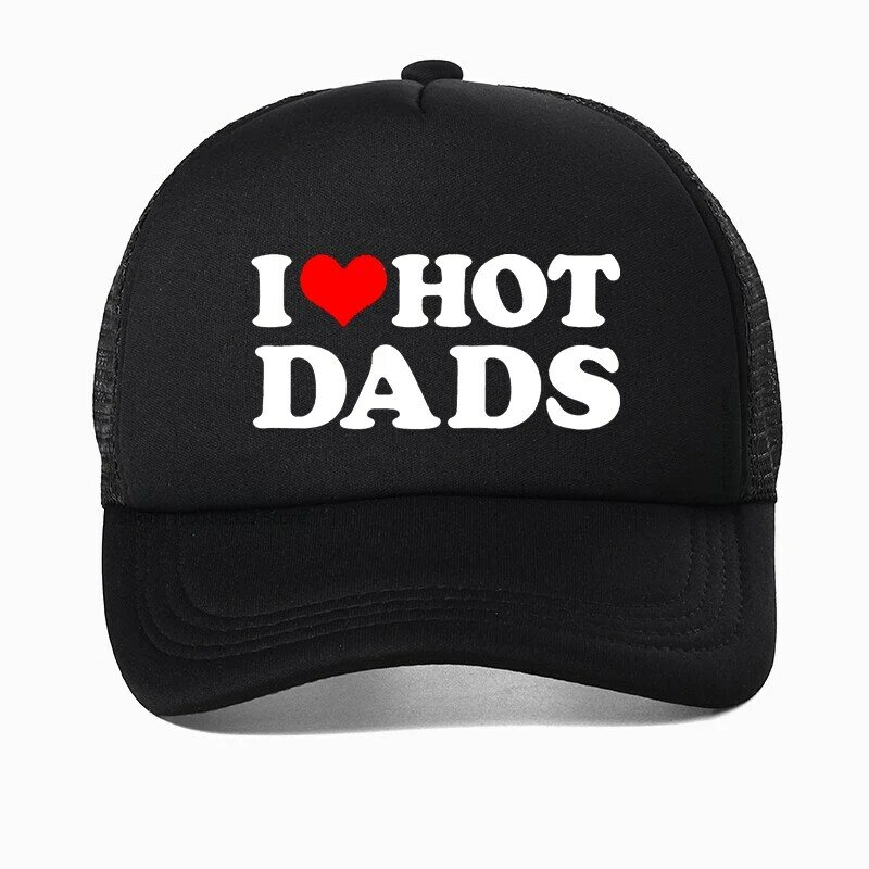 تنفس شبكة قبعات سائق الشاحنة ، مضحك الأحمر نمط طباعة أبي قبعة ، أنا أحب الآباء قبعة بيسبول ، عالية الجودة ، Harajuku