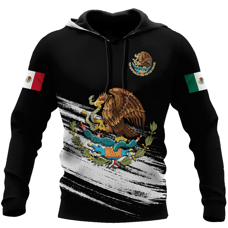 المكسيكي الرجال هوديي ملابس كبيرة الحجم المكسيك الوطنية شعار مطبوعة الشارع موضة البلوز المتضخم الرجال بلايز Camisa