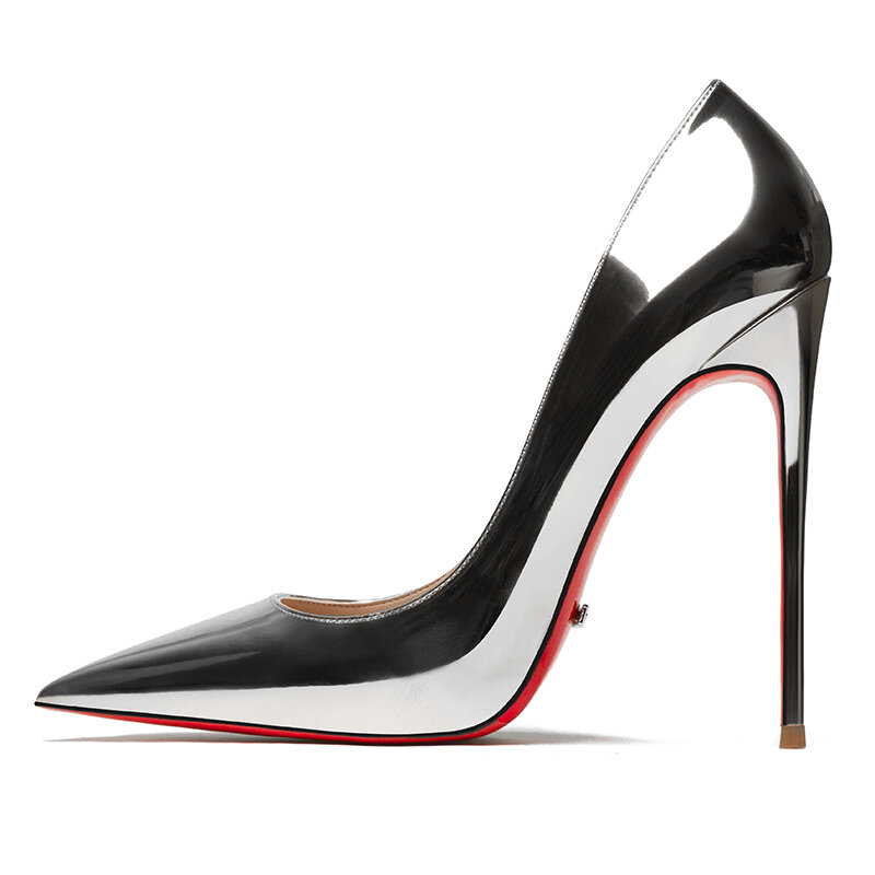 جلد طبيعي ماركة فاخرة الأحمر أحذية عالية الكعب 8 سنتيمتر أصابع مدببة مثير أحذية الزفاف الكلاسيكية مضخات ل أحذية نسائية حجم 33-45