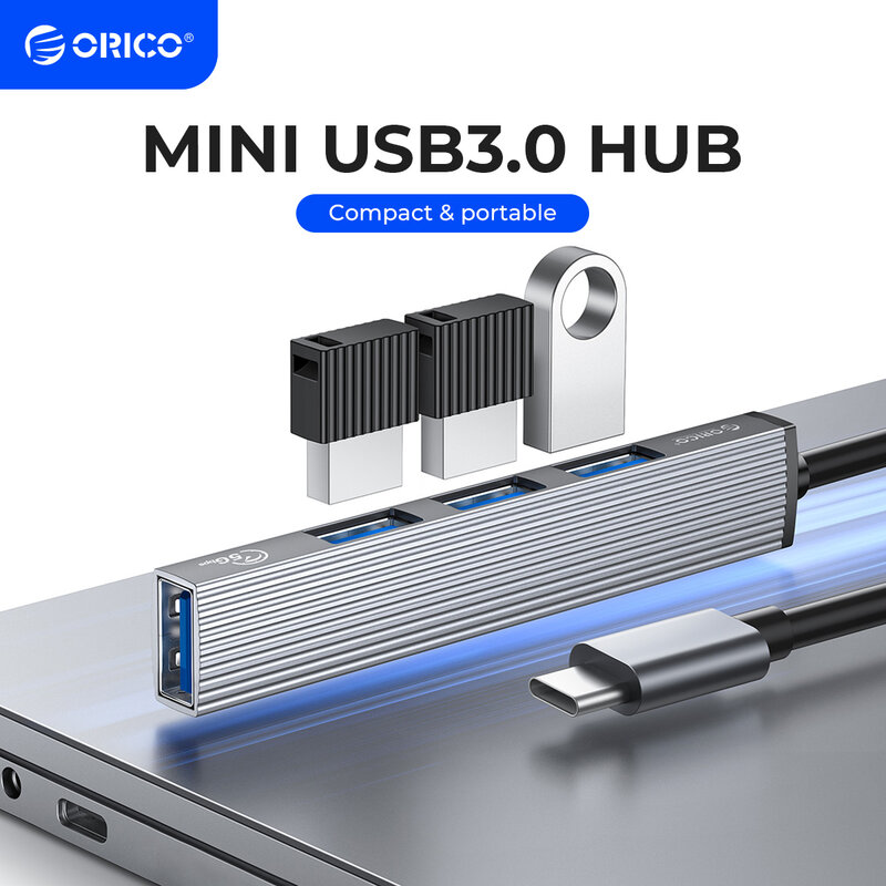 ORICO USB HUB 4 Port USB 3.0 الفاصل مع المصغّر USB منفذ الطاقة متعددة عالية السرعة OTG محول للكمبيوتر ملحقات للكمبيوتر المحمول
