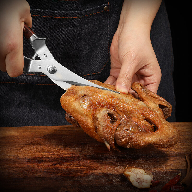 WAK المهنية الفولاذ المقاوم للصدأ المطبخ الدجاج العظام مقص قفل أمان paika الخشب مقبض القطع