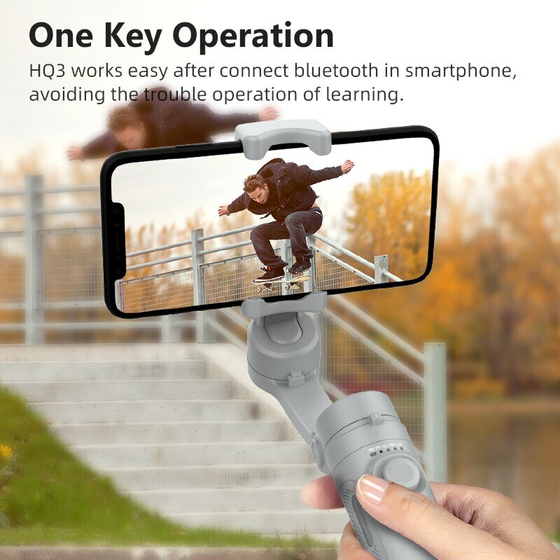 HQ3 3 محاور للهاتف الذكي قابل للطي محمول باليد هاتف تسجيل فيديو Vlog مانع للاهتزاز مثبت لأجهزة iPhone Android