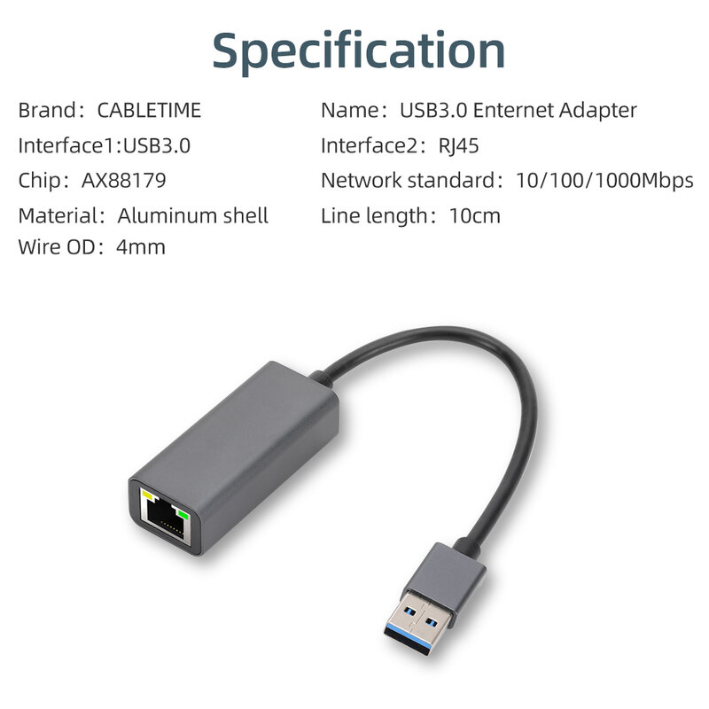 1000Mbps USB 3.0 السلكية نوع C USB إلى Rj45 Lan جيجابت إيثرنت محول بطاقة الشبكة AX88179 رقاقة لنظام التشغيل ماك كمبيوتر محمول ويندوز