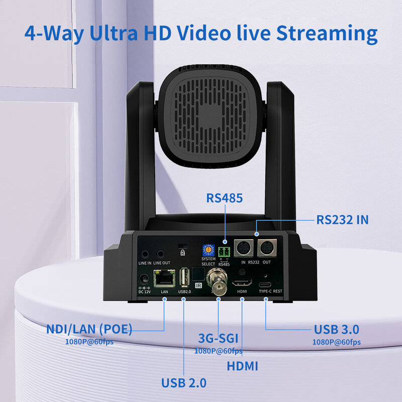 NDI مؤتمر PTZ كاميرا فيديو ، 1080P ، 12x 20x 30x التكبير ، POE AI ، تتبع السيارات ، SDI ، HDMI ، USB 3.0 المخرجات ، ضوء العد