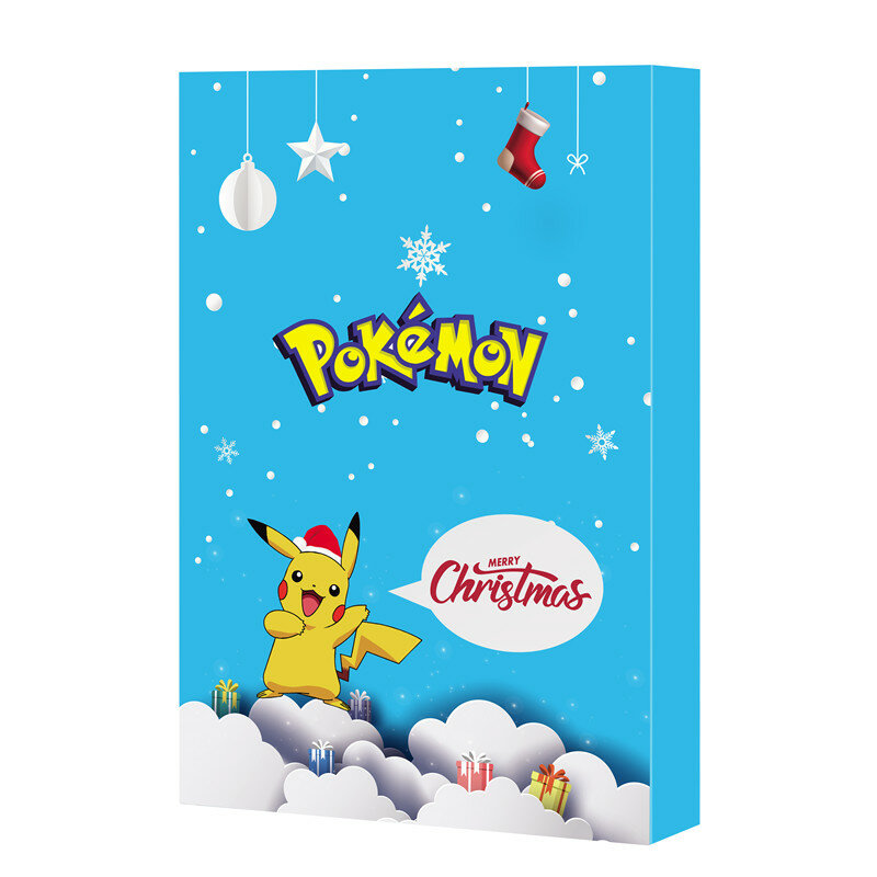 صندوق تقويم بوكيمون للأطفال ، شخصيات أنيمي بيكاتشو ، ألعاب زرقاء ، ألعاب أصلية ، عيد الميلاد ، 24 ، ، ، ،