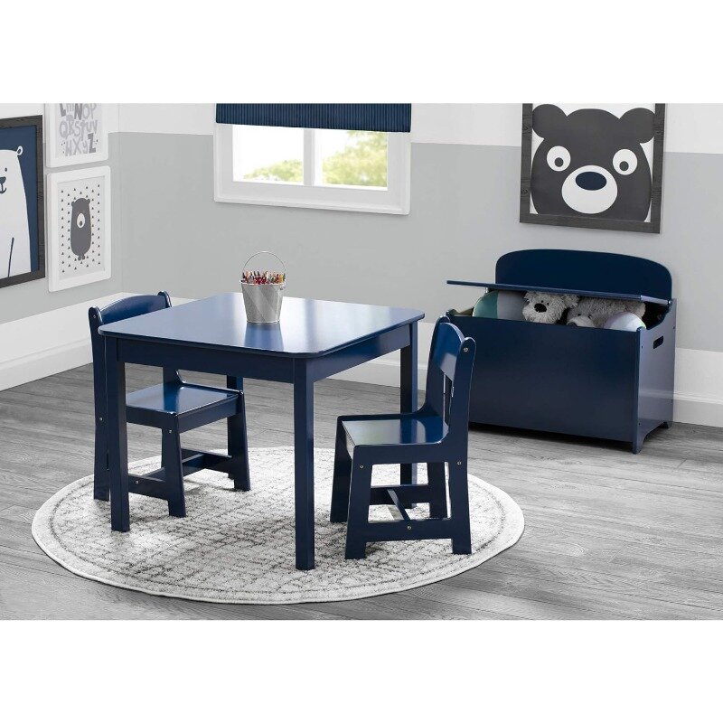 مجموعة طاولة وكرسي خشبية للأطفال ، تشمل كرسيين