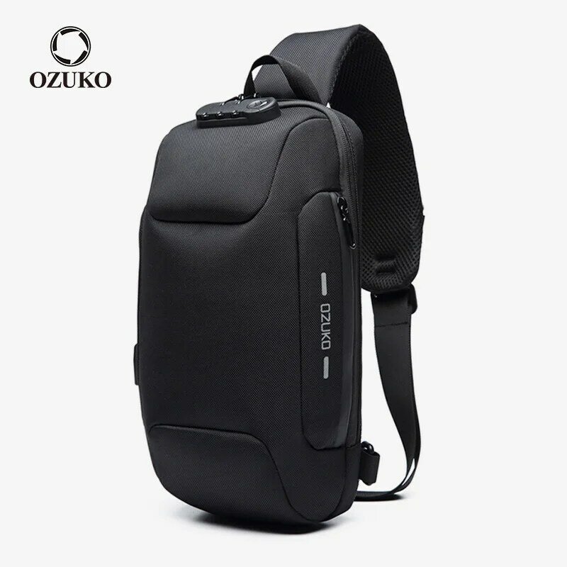 OZUKO-حقيبة كروس بودي متعددة الوظائف للرجال ، حقائب كتف ماسنجر ضد السرقة ، حقيبة صدر للرحلات القصيرة مقاومة للماء للرجال ، جودة