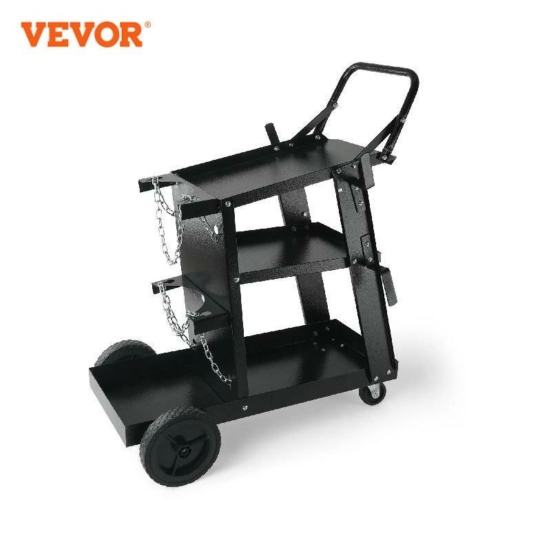 VEVOR-3-Tier عربة لحام مع عجلات دوارة ، سلاسل السلامة ، خزان المتداول ، التخزين لآلة قطع البلازما