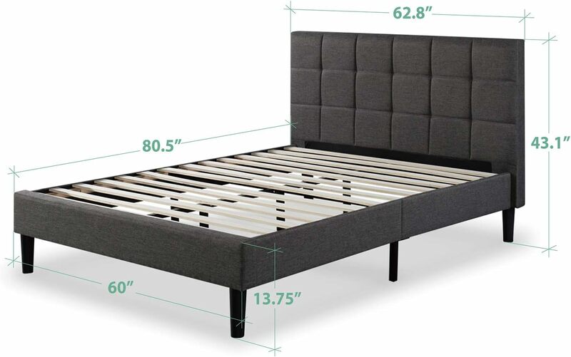 إطار سرير قياسي منجد من ZINUS-Lottie ، أساس المرتبة ، دعامة شريحة خشبية ، لا حاجة إلى صندوق ربيعي ، تجميع سهل